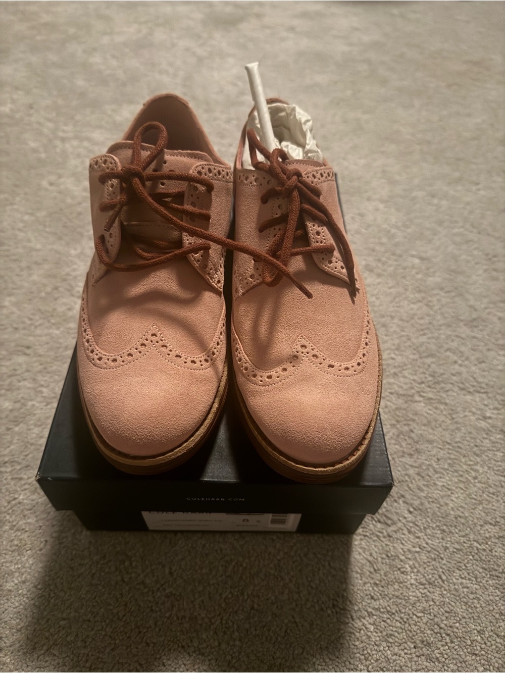 Cole Haan LunarGrand wingtip pink suede
